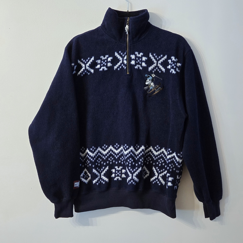 Vintage Disney Mickey's Ski Lodge Quarter Zip Fleece Sweater